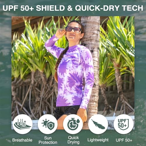 KANU SURF WOMENS KERI LONG-SLEEVE UPF 50+ RASHGUARD SIZE: WOMEN L - BEACH PURPLE - Like New