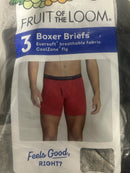 FRUIT OF THE LOOM COOL ZONE FLY BOXER BRIEFS 3 PACK - SIZE: MEN L - BLACK/GRAY - Brand New