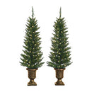 4-Foot Potted Cedar Pine Trees with 100 Clear Lights (Set of 2) B00ERESRCI - Brand New