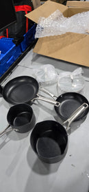 CALPHALON PREMIER HARD-ANODIZED NONSTICK POTS AND PAN, W/ LIDS - BLACK - Like New