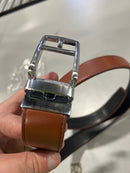 CARLO FELLINI GENUINE LEATHER RATCHET BELT FOR MEN 32" – SILVER BUCKLE, COGNAC - Like New