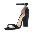 B06XK3GZ4J Women's Strappy Chunky Block Sandals Ankle Strap Velvet Black Size 8 - Brand New