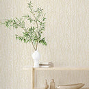 Tempaper White Clay Block Print Leaves Removable Peel and Stick Wallpaper - Brand New