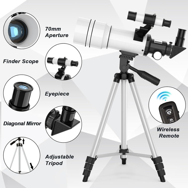 ToyerBee 70mm Aperture Astronomical Refractor Telescopes for - Scratch & Dent