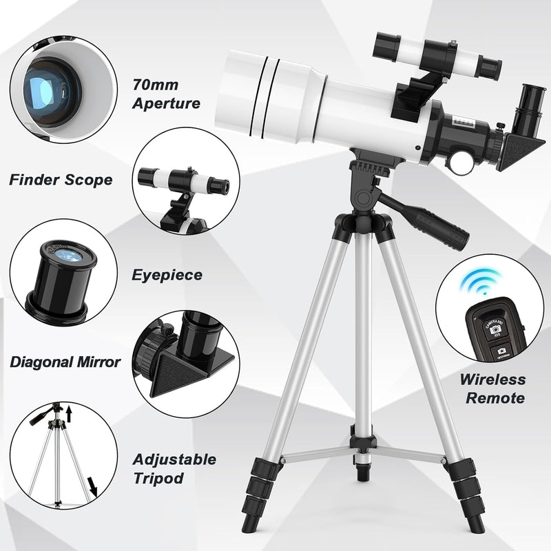 ToyerBee 70mm Aperture Astronomical Refractor Telescopes for Astronomy Beginners Like New