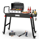 NUUK 31"X17" HEAVY DUTY FOLDING GRILL TABLE LOCKING WHEELS 300LBS - BLACK - Like New