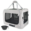 PETSEEK SOFT-SIDED PORTABLE CAT & SMALL DOG CARRIER 24X16.5X16 FOLDING - GREY - Like New