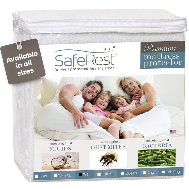 SAFEREST WATERPROOF FULL SIZE MATTRESS PROTECTOR FITTED SYNCHKG022168 - WHITE - Like New