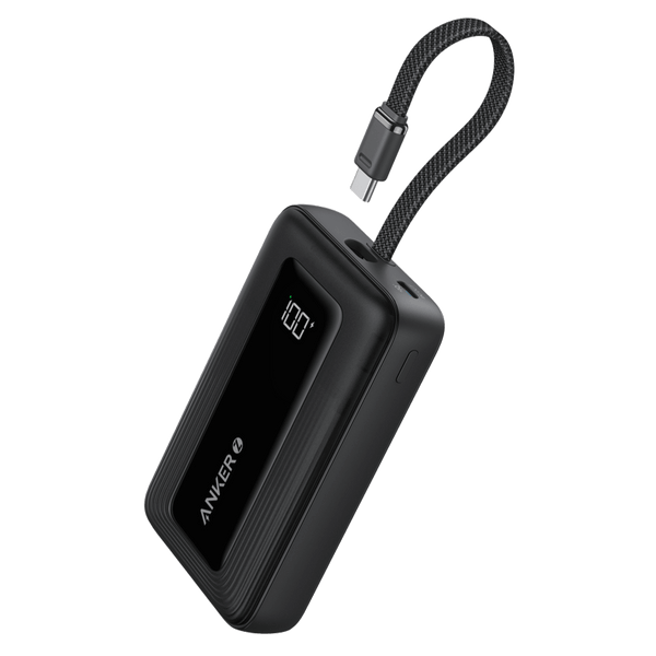 ANKER POWER BANK(20,000 MAH, BUILT-IN USB-C CABLE) - BLACK - Like New
