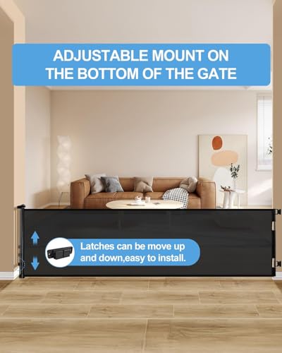 KISKIZ 165 INCH RETRACTABLE GATE,MESH BABY,EXTRA LONG DOG GATE - BLACK - Like New