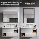 ANDY STAR Bathroom Mirror Wall Mounted 24x36x2 Inch Black Wood Deep Frame - Brand New