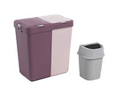 Mabel Home Plastic Laundry Hamper with Lid, 2 sections (Brown-Cream) - Brand New