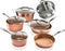 Gotham Steel Hammered Collection Pots Pans 10 Piece 2691FEMG - Copper Red Like New