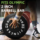 FITVIDS OLYMPIC BARBELL 2" RUBBER BUMPER PLATE STRENGTH TRAINING, 55LB - BLACK - Like New