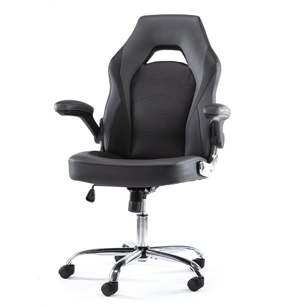 MCQ ERGONOMIC CHAIR PADDED FLIP-UP ARMRESTS LUMBAR SUPPORT 65953 - GREY/BLACK - Like New