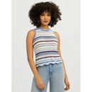 JESSICA SIMPSON KIARI COTTON SWEATER TANK TOP - SIZE: WOMEN L - BLUE COMBO - Brand New