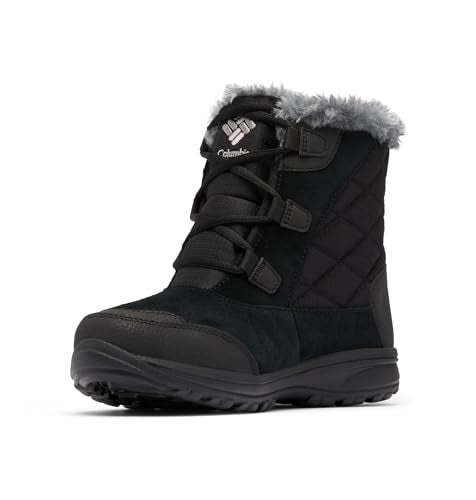 COLUMBIA WOMEN'S ICE MAIDEN SHORTY SNOW BOOTS WOMEN 10.5 BLACK/COLUMBIA GREY - Like New