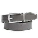 CARLO FELLINI GENUINE LEATHER RATCHET BELT, 28"-52" - GRAY BELT / SILVER BUCKLE - Like New