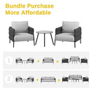 EAST OAK MODERN 3 PIECES PATIO CONVERSATION ARMCHAIRS COFFEE TABLE - BLACK&GRAY - Like New