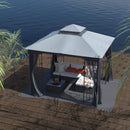 CLOUD MOUNTAIN GARDEN GAZEBO POLYESTER 10' X 10' WITH MESH CURTAIN - DARK GRAY - Like New