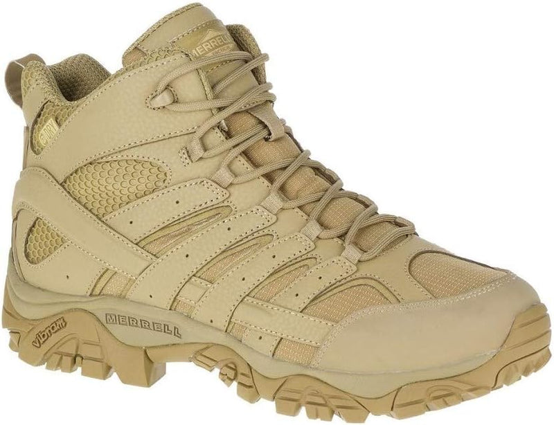 Merrell Men's Moab 2 Mid Tactical Waterproof Boots - SIZE 9.5 Wide - COYOTE - Like New