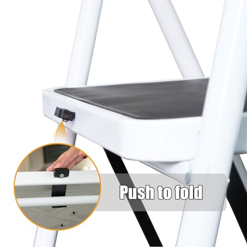 TCE 3 Step Ladder, 400lbs Ergonomic Folding Stool, ATRJZ9023BU, Torin - Black - Like New