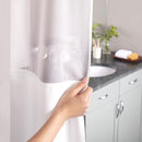Hookless It's a Snap Satin Stripe Shower Curtain, Fabric Shower Curtain White - Like New