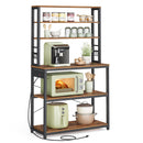 VASAGLE BAKERS RACK POWER OUTLET 31.5 INCHES COFFEE BAR STORAGE - ‎BROWN/BLACK - Like New