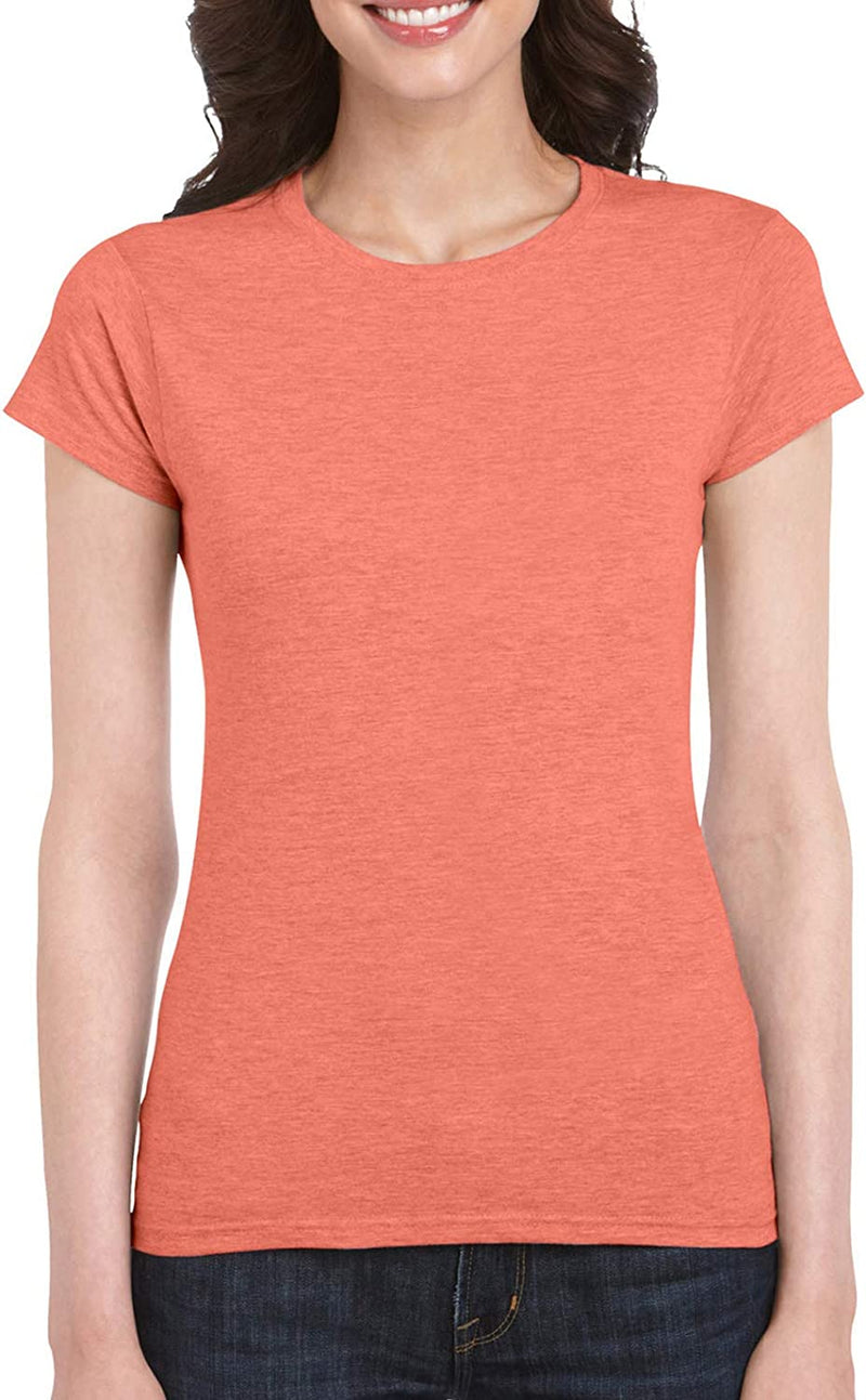 Gildan 64000L Ladies Softstyle T Shirt Heather Orange S Like New