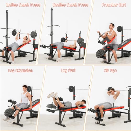 MAIDOMA 1500LB 8 IN 1 WEIGHT BENCH LAT PULLDOWN LEG EXTENSION/CURL FOLDABLE - Like New