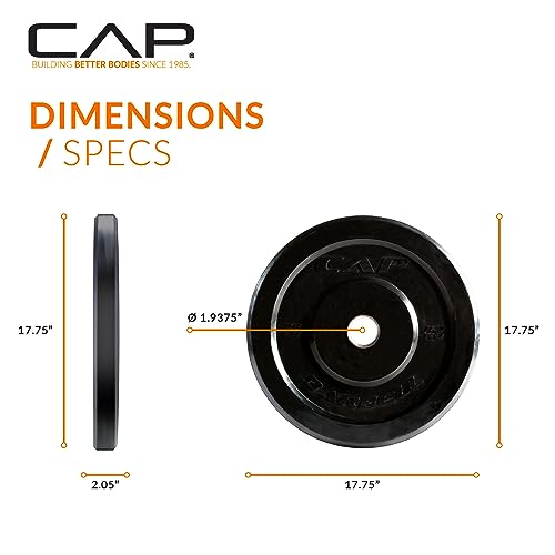 CAP BARBELL RUBBER OLYMPIC BUMPER PLATE | MULTIPLE OPTIONS/COLORS 25lbs - BLACK - Like New