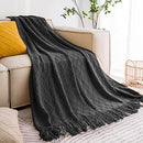 InHand Living Room Knitted Blankets with Tassel, Summer Blanket, 50"x60", Gray - Brand New