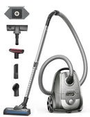 ASPIRON 1300W BAGGED CANISTER VACUUM CLEANER 5 TOOLS 3.5L H13 HEPA FILTER - GREY - Like New
