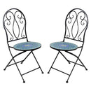 Sunnydaze Mosaic Tile Folding Bistro Chairs with Iron Frame - Set of 2 - Like New