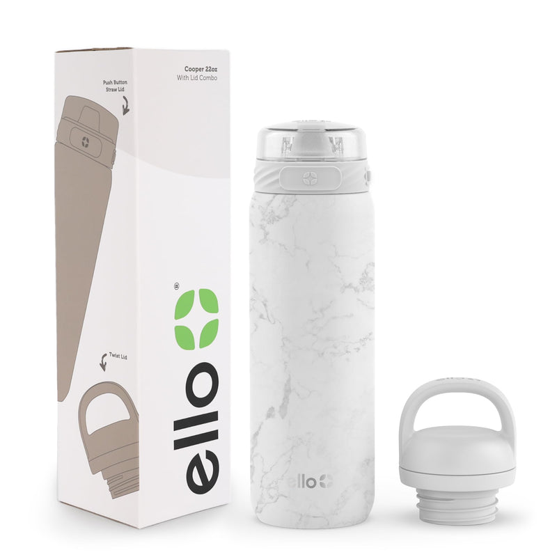 Ello Cooper 22oz Stainless Steel Water Bottle - White Marble - Like New