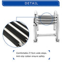 Weyleity 4 Steps Removable Premium Stainless Rear Entry Pontoon Pool Boat Ladder - Brand New