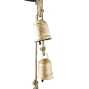 DECMODE TIBETAN DECORATIVE COW BELLS WITH 4 BELLS ON JUTE HANGING ROPE - GOLD - Brand New