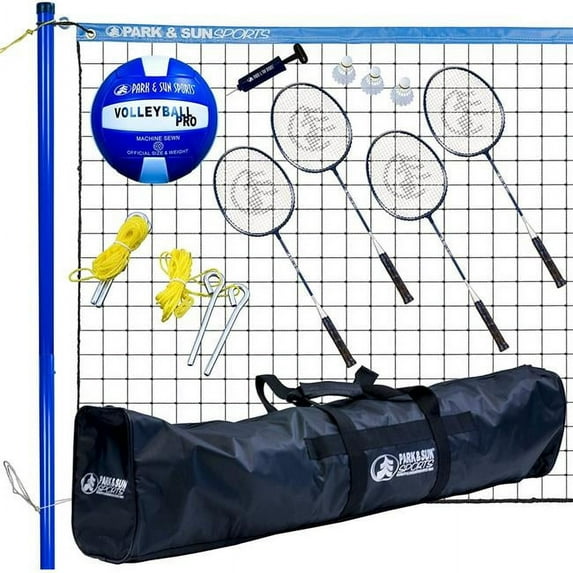 PARK & SUN SPORTS V-SPORT II VOLLEY SPORT BADMINTON VOLLEYBALL COMBO - BLUE - Like New