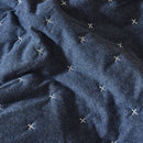 STONE & BEAM JERSEY X-STITCH COTTON COVERLET SET SOFT EASY CARE KING - NAVY - Like New