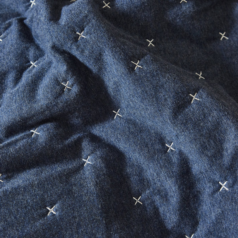 STONE & BEAM JERSEY X-STITCH COTTON COVERLET SET SOFT EASY CARE KING - NAVY - Like New