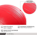 DAY 1 FITNESS WEIGHTED 15 POUND SLAM BALL - NO BOUNCE MEDICINE BALL - RED - Like New