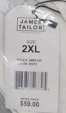 JAMES TAILOR SHORT SLEEVE DRESS SHIRT - SIZE: MEN 2XL - WHITE - Brand New