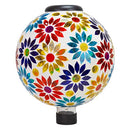 Sunnydaze 10-Inch Solar Gazing Ball Garden Outdoor Glass Gazing Globe - Dahlias - Like New