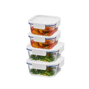 LOCKNLOCK LNG214S4W THE CLEAR HEAT RESISTANT BOROSILICATE GLASS 8-PIECE - WHITE - Like New