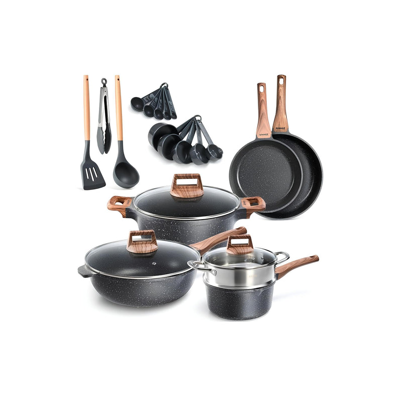 Bakken-Swiss 14-Piece Kitchen Cookware Set Granite Non-Stick Eco-Friendly - Like New