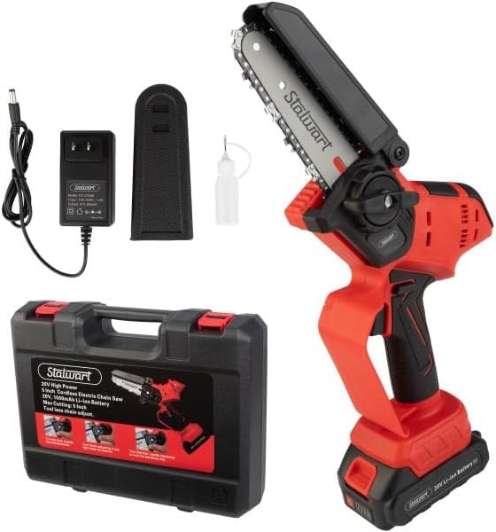 Stalwart 5" Chain Saw 20V 1500mah Lithium Ion Battery Charger - Black/Red Like New