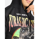 JURASSIC WORLD JURASSIC PARK MEN'S OVERSIZE PRINT HOODY - SIZE: MEN L - BLACK - Like New