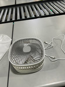 GENERIC SQUARE TELESCOPING FOLDING FAN - WHITE AND GRAY - Like New