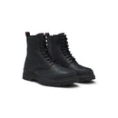 HUGO LEATHER HALF BOOTS WITH EMBOSSED LOGO - SIZE: MEN 8 - BLACK - Like New