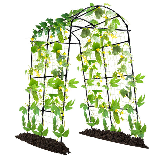 Lalahoni Garden Arch Trellis 7 ft Tall Walkway Metal Archway Arbor - BLACK - Like New